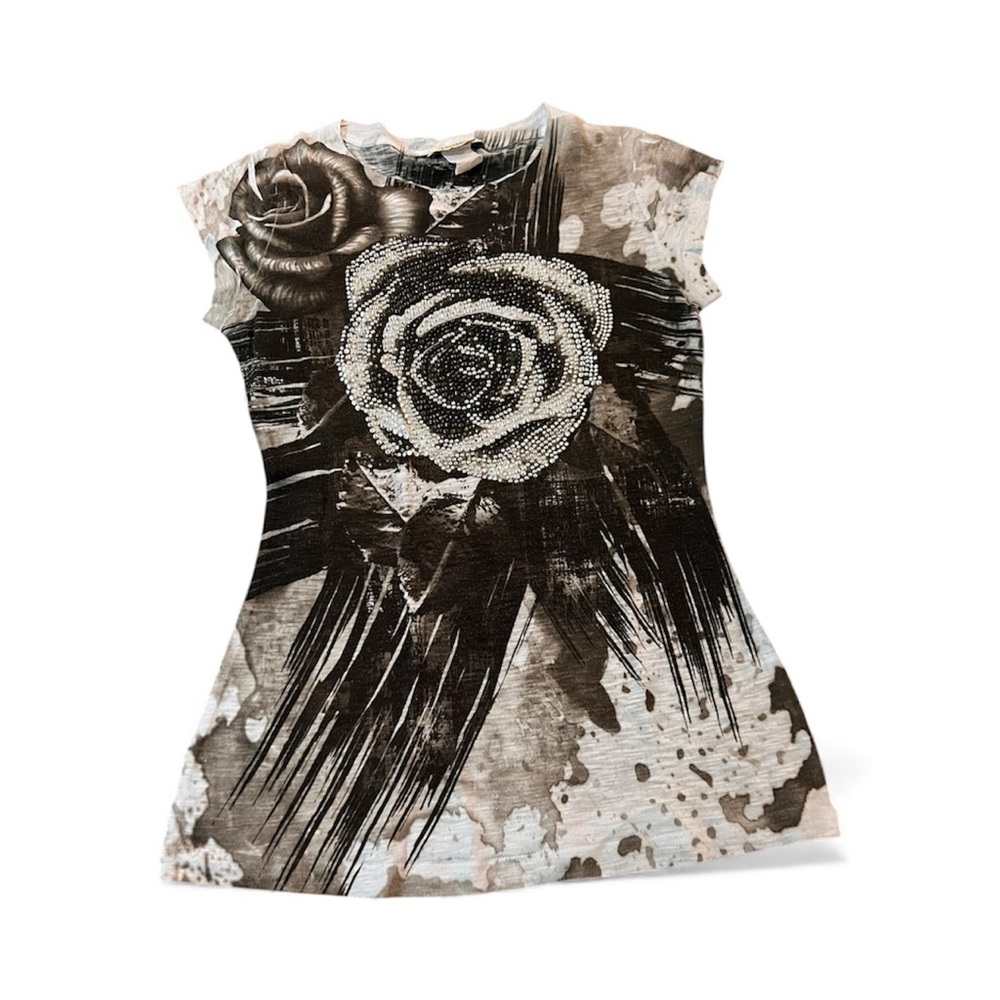Floral Graphic Kids Top - Black and Brown